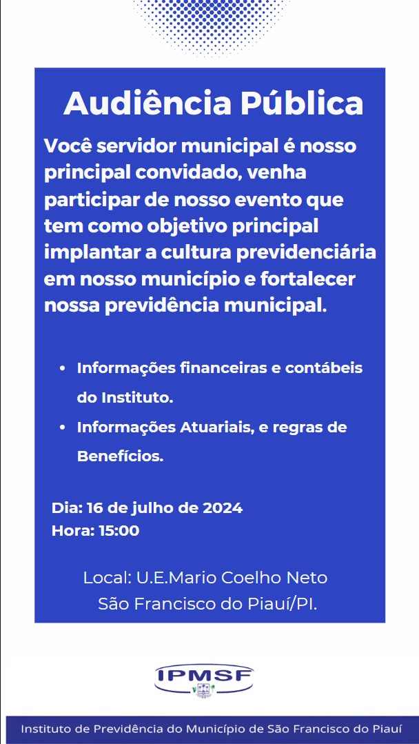 Audiência Pública por meio do IPMSF